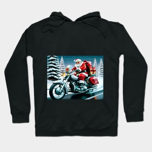 Santa on a Motorcycle Hoodie